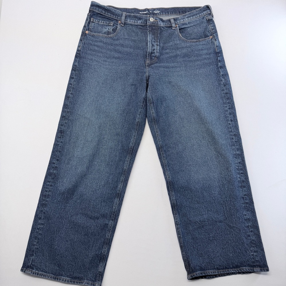 Old Navy The Slouchy Wide Leg Jeans Womens 14 Medium Wash Mid Rise Denim Baggy